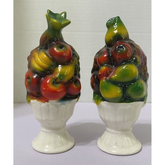 Vintage Japan Ceramic Fruit Basket Salt & Pepper Shakers l Hand-Painted Design - Picture 2 of 5